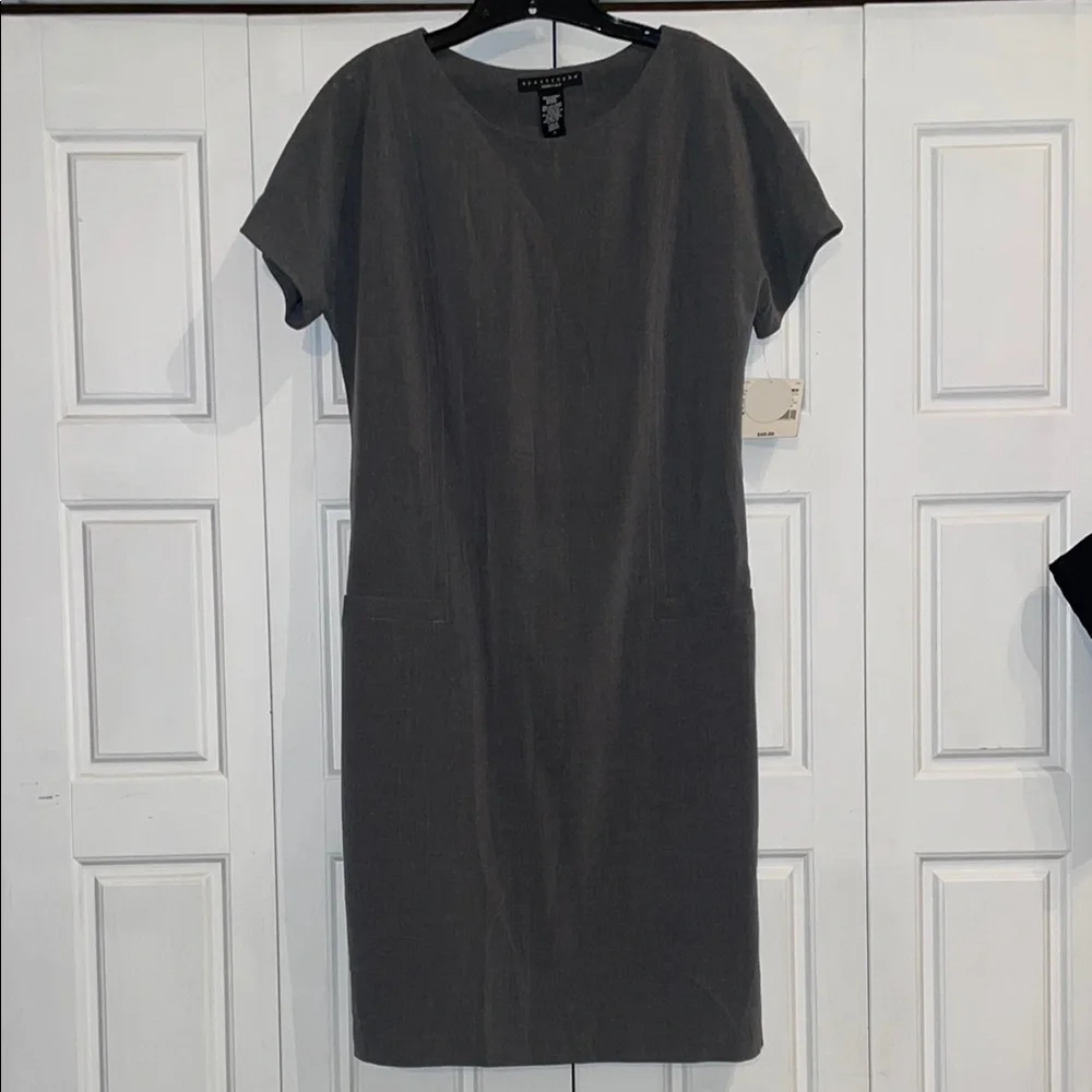 🛑SOLD🛑 Apostrophe Gray Sheath Dress. - Picture 2 of 9